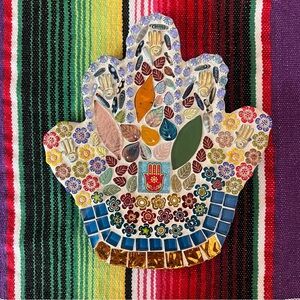 Colorful Mosaic Hamsa Wall Art